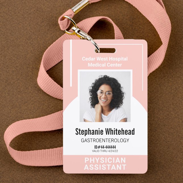 Custom Medical Employee Photo ID Blush Pink ID Badge (Your photo ID employee badge is not just an identification tool, but a powerful communication medium)