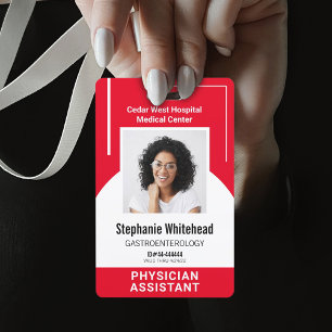 Custom Medical Employee Photo ID Red ID Badge