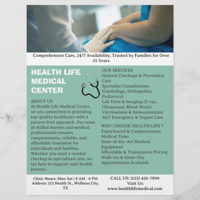 Custom Medical Hospital Service  Flyer (Front)