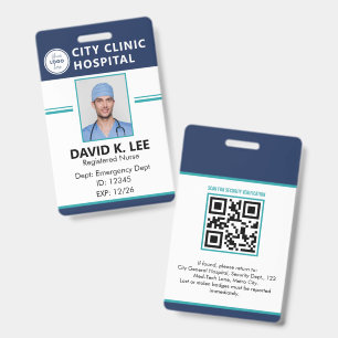 Custom Medical ID Badge Registered Nurse RN Navy