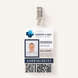 Custom Medical Staff Photo ID With QR & Barcode ID Badge