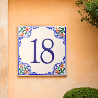 Custom Mediterranean House Number – Pomegranate Tile