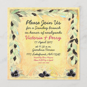 Custom Mediterranean Olive & Yellow Luncheon - Invitation