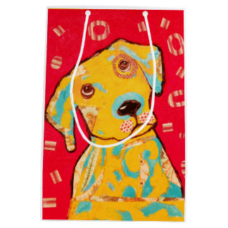 Custom Medium Gift Bag with Curious Dog
