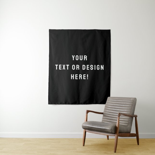 Custom Medium Tapestry – Black & Personalised (In Situ)