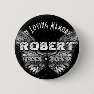 Custom Memorial Angel Wings 6 Cm Round Badge