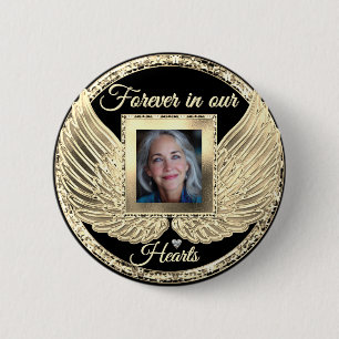 Custom Memorial Angel Wings Add Photo 6 Cm Round Badge