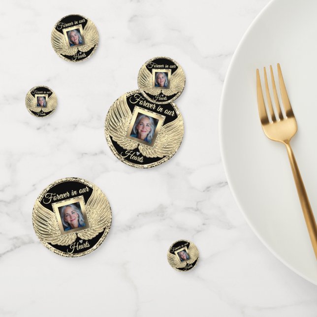 Custom Memorial Angel Wings Add Photo Confetti (Group)