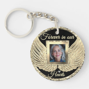 Custom Memorial Angel Wings Add Photo Key Ring