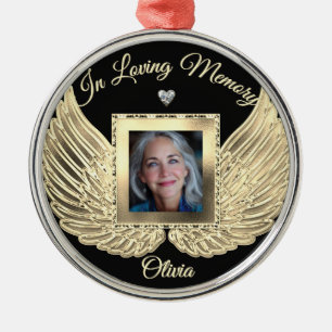 Custom Memorial Angel Wings Add Photo Metal Tree Decoration