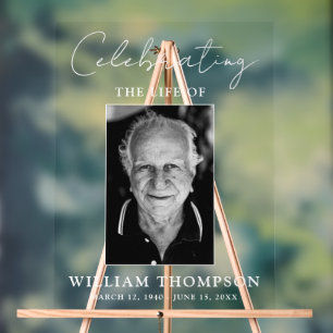 Custom Memorial Celebrating Life Of Photo Funeral  Acrylic Sign