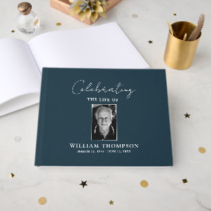 Custom Memorial Celebrating Life Of Photo Funeral  Guest Book