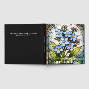Custom Memorial Forget Me Not Stain Glass Funeral Guest Book