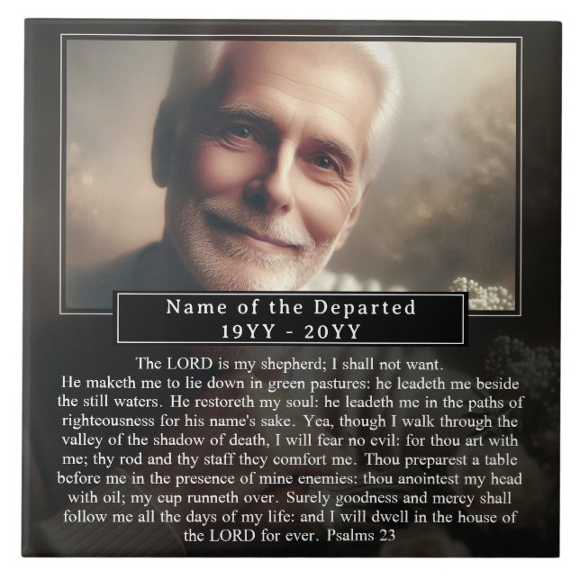 Custom Memorial Keepsake Photo Name Bible Verse Tile (Front)