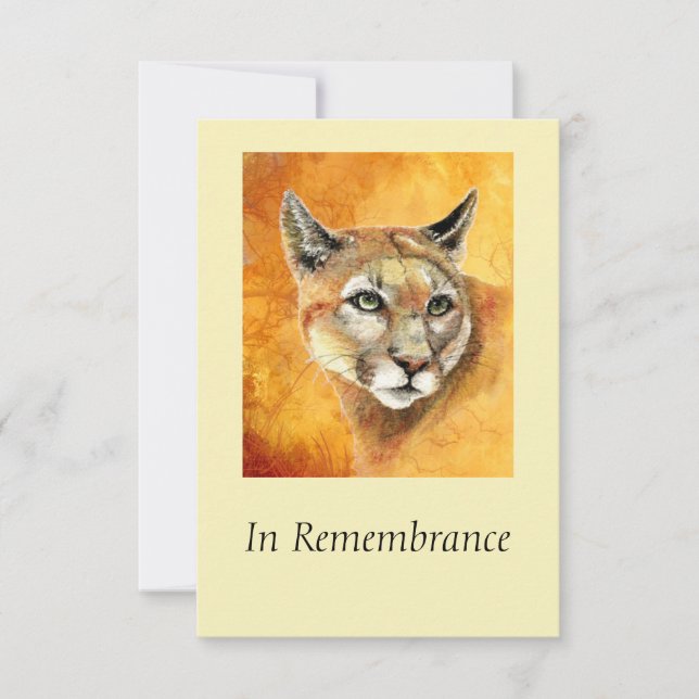Custom Memorial Service Cougar Puma Cat Invitation (Front)