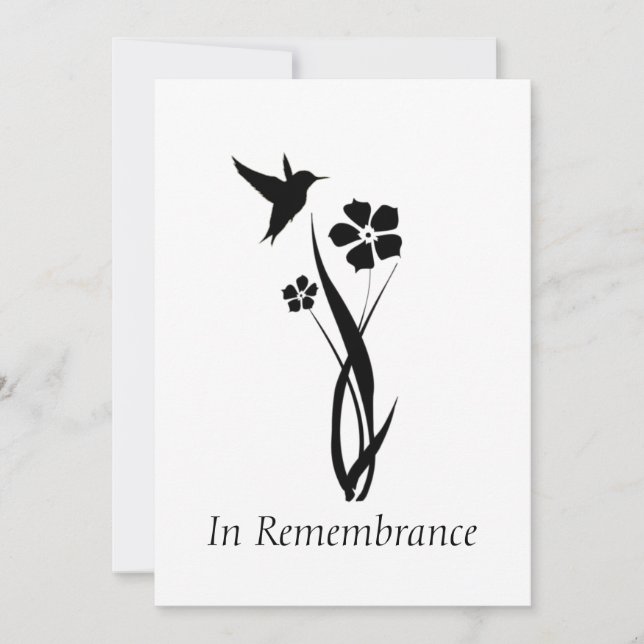 Custom Memorial Service Hummingbird Garden Flower  Invitation (Front)