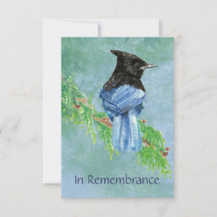 Custom Memorial Service Invite Stellar Jay Bird