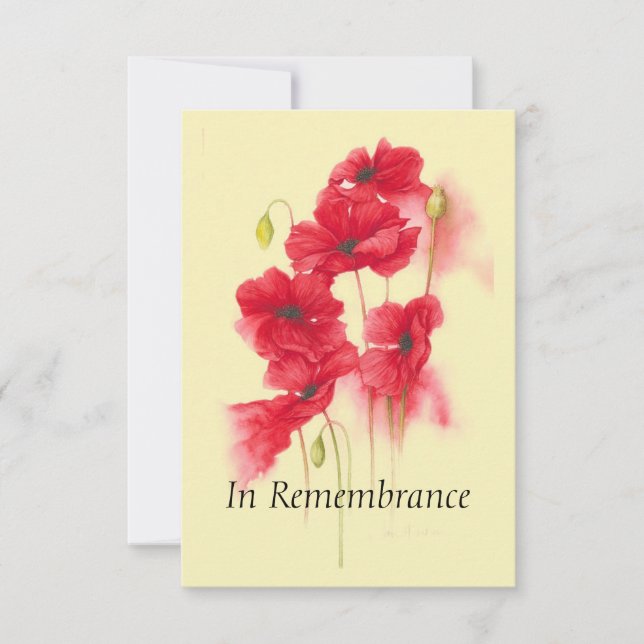 Custom Memorial Service Red Poppies Flowers Invitation (Front)