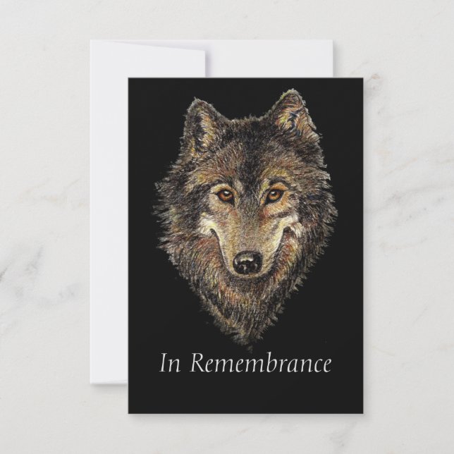 Custom Memorial Wolf Animal Watercolor Invitation (Front)