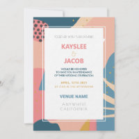 Custom Memphis Style Abstract Gold Pink & Teal