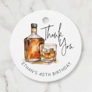 Custom Men's Birthday Thank You Tags Whiskey