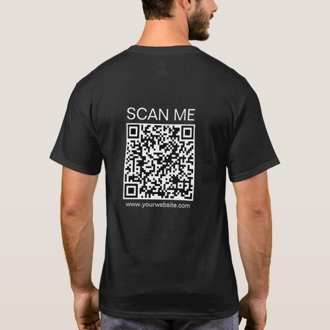 Custom Mens Business QR Code Scan Me Website T-Shirt (Back)