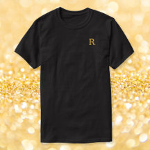Custom Mens Embroidered Faux Gold Monogram T-Shirt