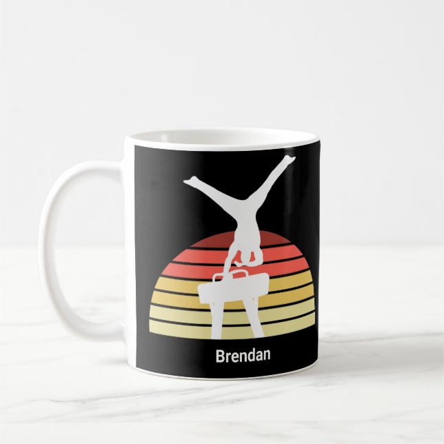 Custom Mens Gymnastics Pommel Horse Gymnast Coffee Mug (Left)
