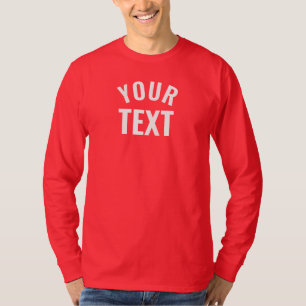 Custom Mens Long Sleeve Deep Red Template Modern T-Shirt