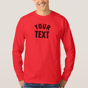 Custom Mens Long Sleeve Deep Red Template Modern T-Shirt
