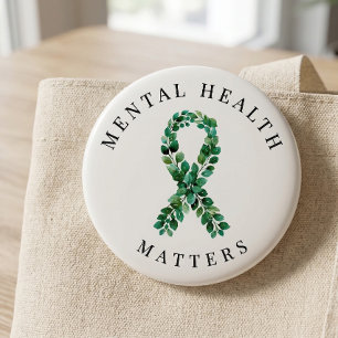 Custom Mental Health Matters Botanical Ribbon 6 Cm Round Badge