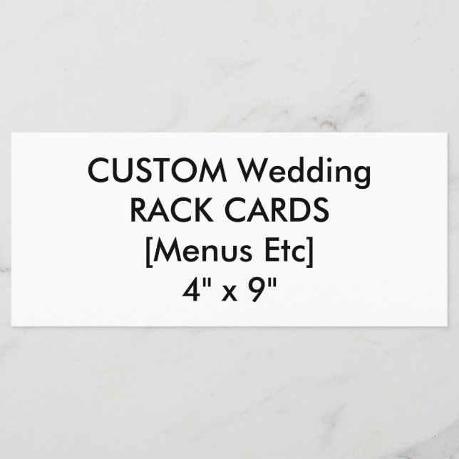 Custom Menu & Programme Cards 4" x 9" Landscape (Front)