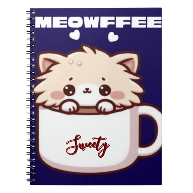 Custom Meowffee Cute Coffee Cat Notebook (Front)