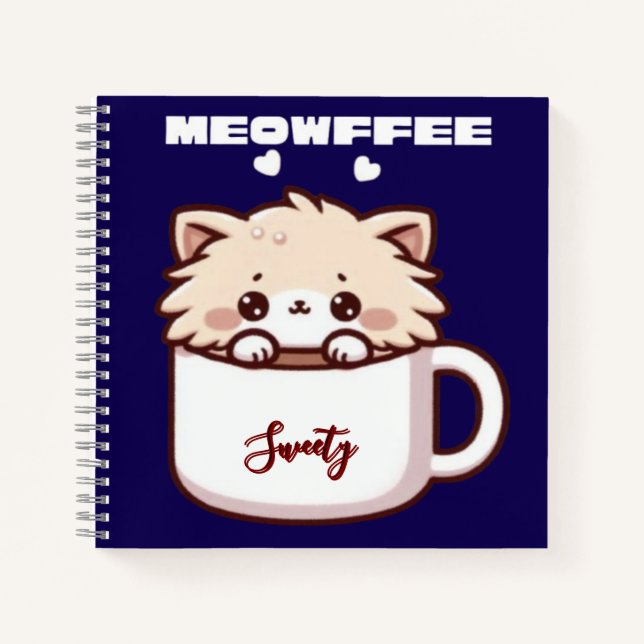 Custom Meowffee Cute Coffee Cat Notebook (Front)