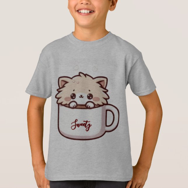 Custom Meowffee Cute Coffee Cat T-Shirt (Front)