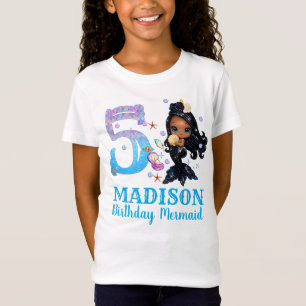 Custom Mermaid 5th Birthday for Girls T-Shirt