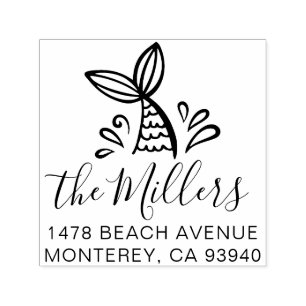 Custom Mermaid Address Self Inking Stamp