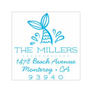 Custom Mermaid Address Self Inking Stamp