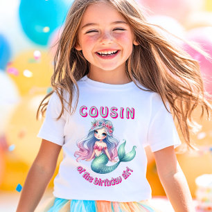 Custom mermaid cousin of birthday girl T-Shirt