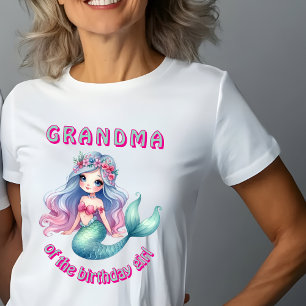 Custom mermaid Grandma of birthday girl T-Shirt