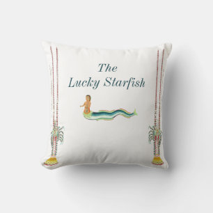 Custom Mermaid lobster Nautical Watercolor Cushion