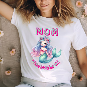 Custom mermaid mint Mum of birthday girl T-Shirt