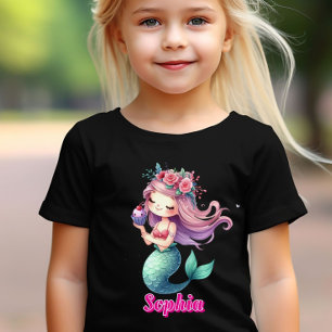 Custom Mermaid pink name   T-Shirt