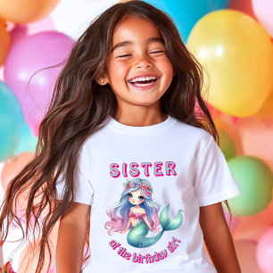 Custom mermaid sister of birthday girl T-Shirt
