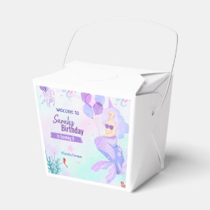 custom mermaid theme birthday girl purple favour box