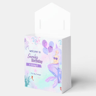 custom mermaid theme birthday girl purple favour box