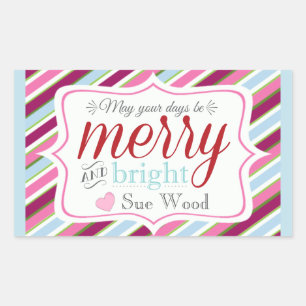 Custom Merry and Bright Christmas Gift Stickers