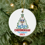 Custom Merry Chrismukkah Happy Hanukkah  Ceramic Tree Decoration<br><div class="desc">Searching for great gifts for Chrismukkah,  Christmas or Hanukkah? Check out this item and our full collection of fun,  unique personalised items for that special someone in your circle.</div>