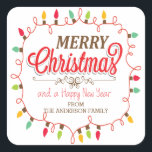 Custom Merry Christmas Bright Lights Sticker<br><div class="desc">Cute modern Merry Christmas & Happy New Year Ornament Sticker with trendy typography framed with a colourful and bright christmas light frame.</div>