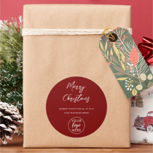Custom Merry Christmas Business Logo Classic Round Sticker